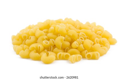 Plenty Of Elbow Macaroni Isolated On White Background