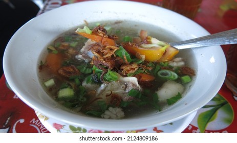 Plered, Indonesia - Feb 13 2022 : Sop Sapi Or Beef Clear Soup