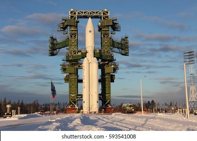 Plesetsk, Russian - 23 december 2014 First launch of a Angara A5 rocket