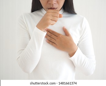 Pleural Effusion,tuberculosis And Pulmonary Embolism In Asian Woman And Symptom Of Cough Use For Medicine Product Background And Banner Design Or Health Care Concept.