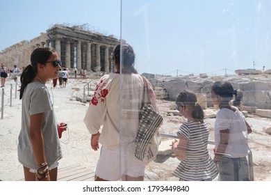 Plexiglass Divider At The Entrance Of The Acropolis Archaeological Site  In Athens, Greece, August 5, 2020