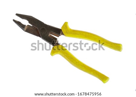 Plier construction tool, isolated on white background