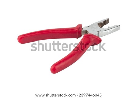 pliers, old rubber-handled pliers, isolate