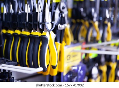 Pliers On A Shelf In A Hardware Store