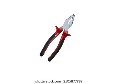 pliers on a white background, Pliers red and black color on white background. Pliers isolated on white