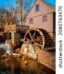 Plimoth Grist Mill in Plymouth Town Brook Park in Massachusetts.