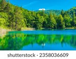 Plitvice Lakes National Park colorful landscape with turquoise blue and green water in Croatia.