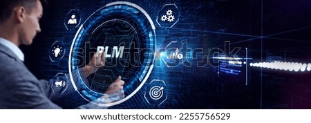 PLM Product lifecycle management system technology concept. Technology, Internet and network concept.