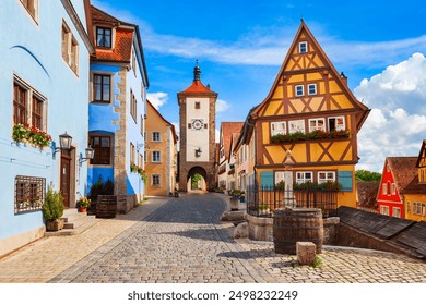 Plonlein square and Siebersturm Tower in Rothenburg ob der Tauber old town. Rothenburg Tauber is a city in Bavaria, Germany. - Powered by Shutterstock