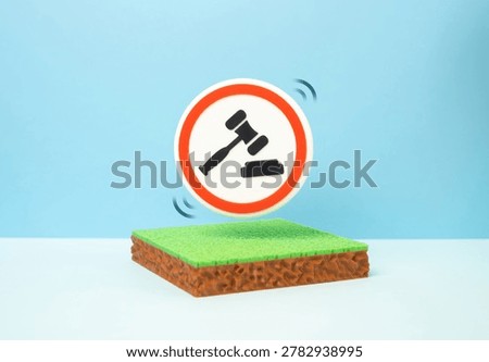 A plot of land has been confiscated and is being sold at auction. Court appointed land, legal disputes and forced sale of seized property assets.