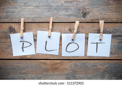 Plot Letters Hanging On Washing Line, A Metaphor For Constructing A Story Line 