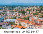 Plovdiv, Bulgaria. Scenic view of the Old Town district with the Friday Mosque and the Nebet Tepe