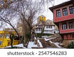 Plovdiv city Old town picturesque architecture at winter Bulgaria. The old town in Plovdiv is an architectural and historical reserve located on three of Plovdiv s hills,January 30th 2014