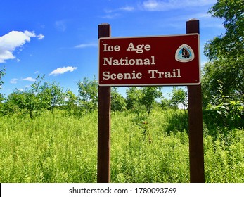 Plover, Wisconsin, U.S.A.   July, 19th, 2020    Ice Age National Scenic Trail Sign