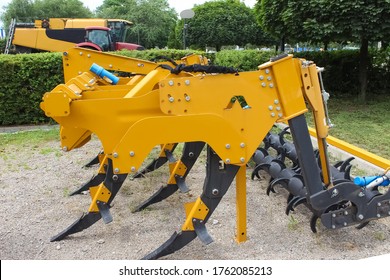 Plow for plowing soil. Subsoiler or flat lifter for tractor. Trailers for agricultural machinery. - Shutterstock ID 1762085213
