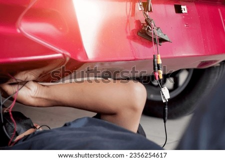 Plug connection with copper wire wrapped in tape installing rear view camera on the car