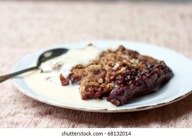 Plum Crumble With Custard