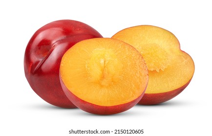 Plum isolated on white background - Shutterstock ID 2150120605