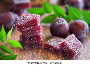 Plum Jelly Candies, Selective Focus