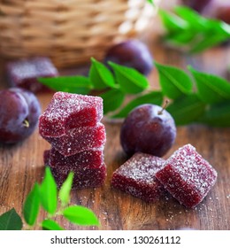 Plum Jelly Candies, Selective Focus