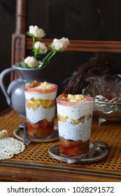 Plum Poppyseed Cream Trifle With Biscuit