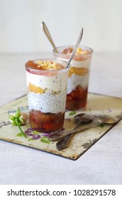 Plum Poppyseed Cream Trifle With Biscuit