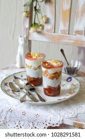 Plum Poppyseed Cream Trifle With Biscuit