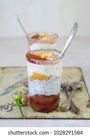 Plum Poppyseed Cream Trifle With Biscuit