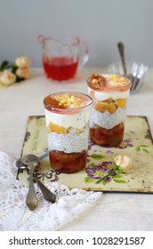 Plum Poppyseed Cream Trifle With Biscuit