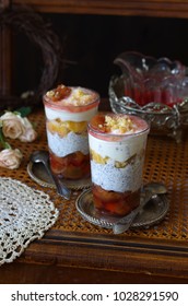 Plum Poppyseed Cream Trifle With Biscuit