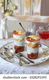 Plum Poppyseed Cream Trifle With Biscuit