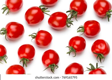 Plum Tomatoes Isolated On White Background. Top View