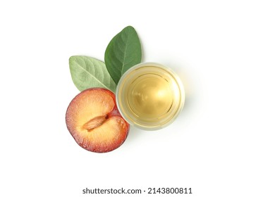 Plum Vodka Shot Isolated On White Background