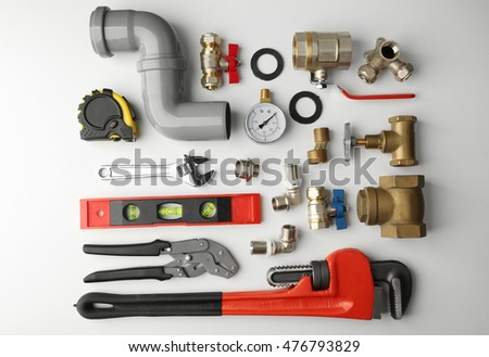 Plumber tools isolated on white