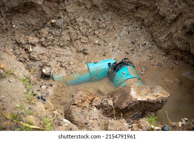 plumbing broken plastic pipe in the hole and water in wait repair