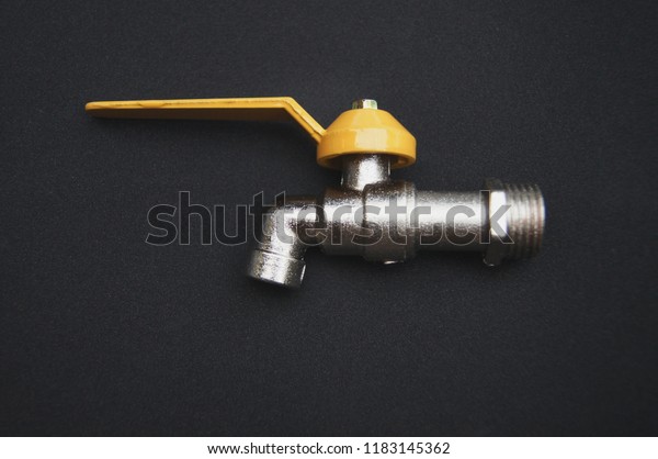 Plumbing Equipment Bathroom Fixtures Black Backdrop Stock Photo