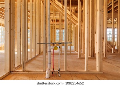 Plumbing For The Laundry Room In A New Home Under Construction