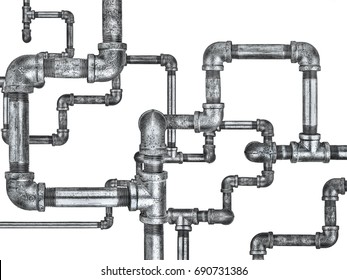 Plumbing pipes on rough wall
