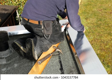 Plumbing work on a flat roof