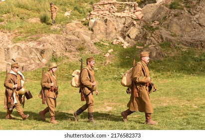 Plumlov, Czech Republic, 19th September 2020, Soldiers Before Attack As Simulation Of Battle During World War Two