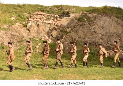 Plumlov, Czech Republic, 19th September 2020, Soldiers Before Attack As Simulation Of Battle During World War Two