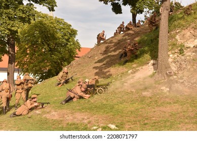 Plumlov, Czech Republic, 19th September 2020, Soldiers During Attack As Simulation Of Battle During World War Two