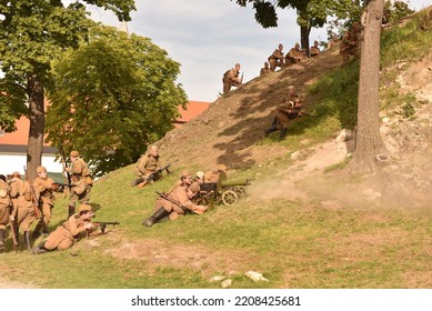 Plumlov, Czech Republic, 19th September 2020, Soldiers During Attack As Simulation Of Battle During World War Two