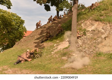 Plumlov, Czech Republic, 19th September 2020, Soldiers During Attack As Simulation Of Battle During World War Two