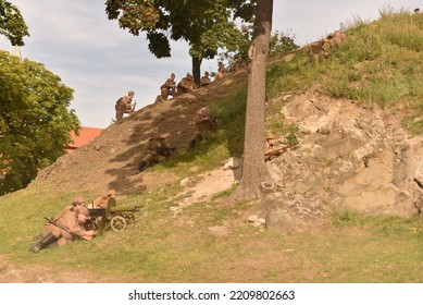 Plumlov, Czech Republic, 19th September 2020, Soldiers During Attack As Simulation Of Battle During World War Two