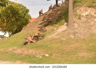 Plumlov, Czech Republic, 19th September 2020, Soldiers During Attack As Simulation Of Battle During World War Two