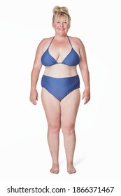 Plus Size Apparel Blue Bikini Mockup Studio Shot