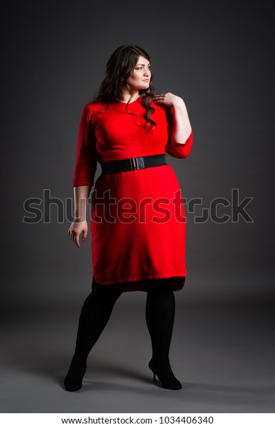 fat girl in red dress