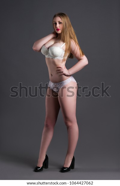 Plus Size Sexy Model White Underwear Stock Photo (Edit Now) 1064427062