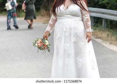 Plus Size White Wedding Dress On Bride